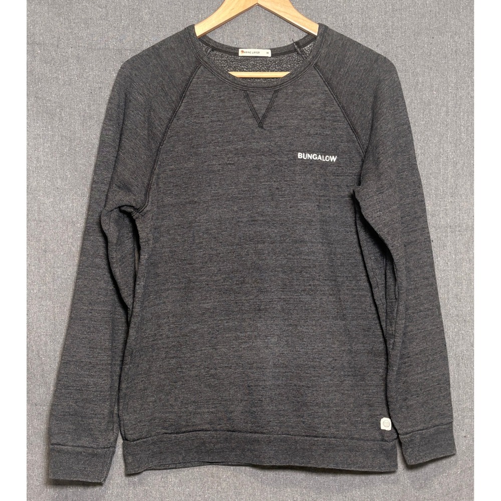 Marine Layer Mens Bungalow Crewneck Sweatshirt Charcoal Gray Heather Medium